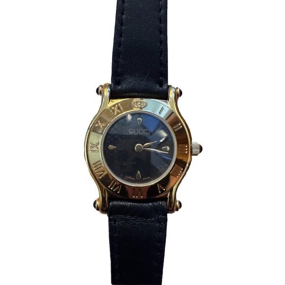 GUCCI 6500L Black Gold Dial Quartz Ladies Vintage Watch Working - Picture 1 of 7
